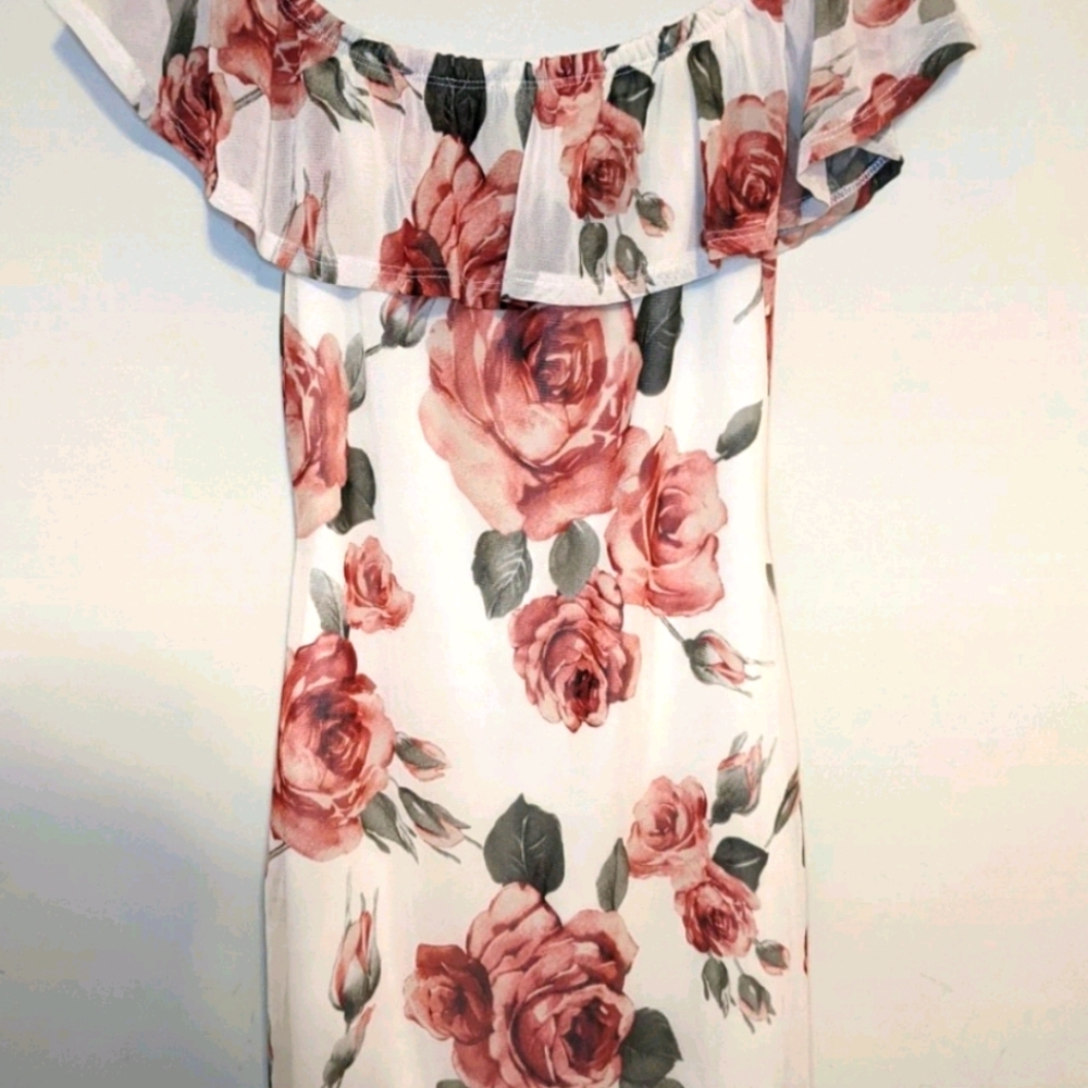Floral off shoulder lined floral bodycon dress